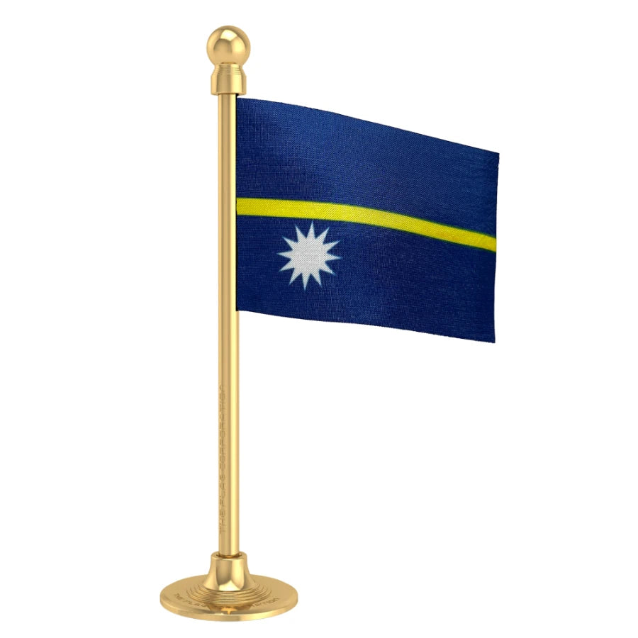 Nauru Car Dashboard Flag of 2in x 3in With A Steel or Plastic Base
