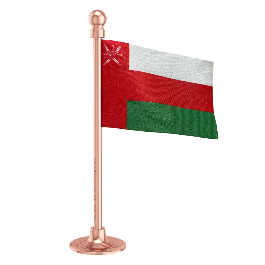 Oman Car Dashboard Flag of 2in x 3in With A Steel or Plastic Base