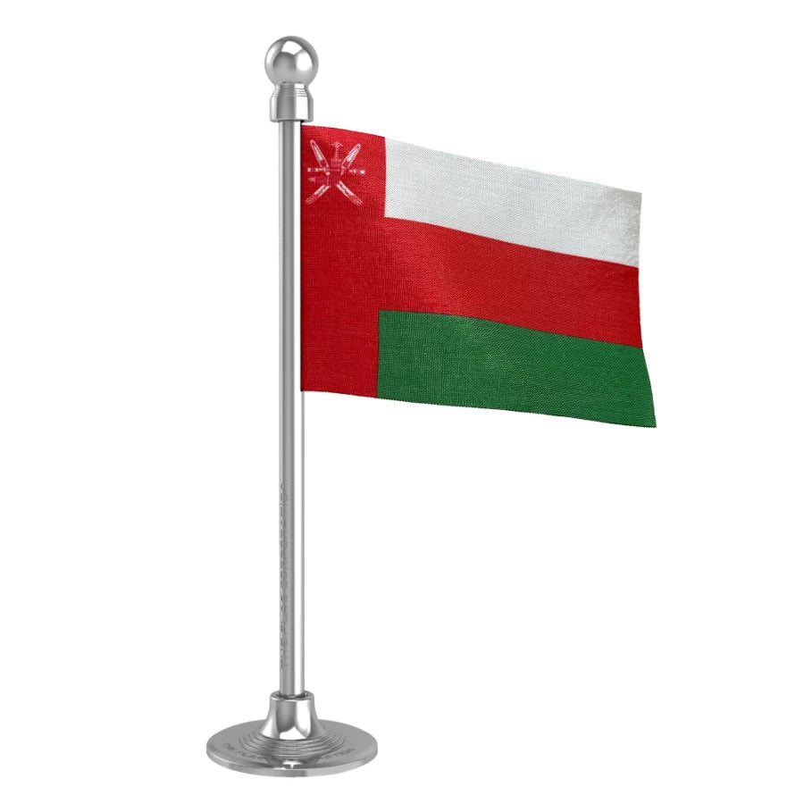 Oman Car Dashboard Flag of 2in x 3in With A Steel or Plastic Base