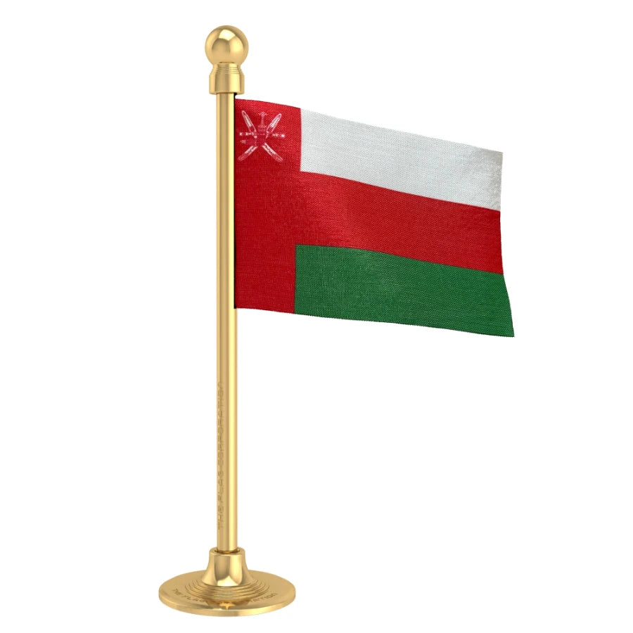 Oman Car Dashboard Flag of 2in x 3in With A Steel or Plastic Base