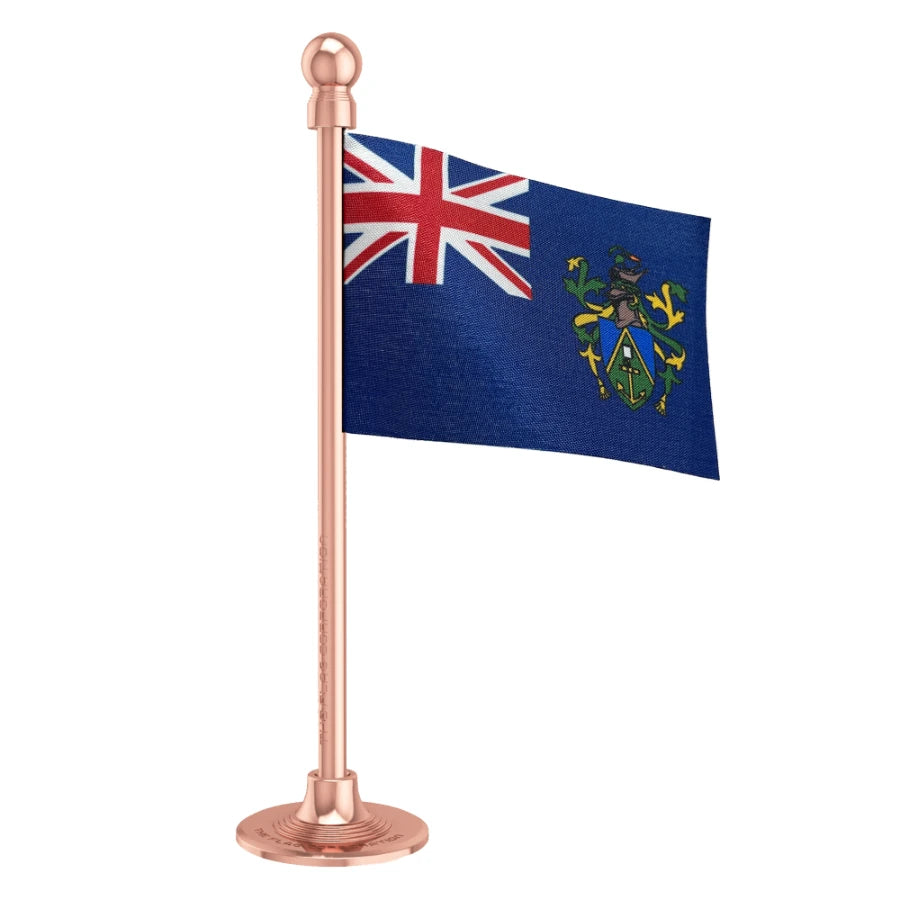 Pitcairn Car Dashboard Flag of 2in x 3in With A Steel or Plastic Base