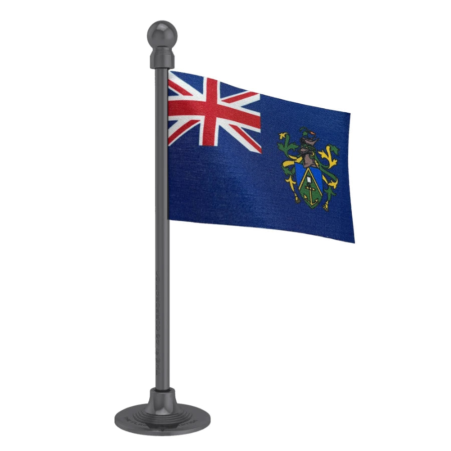 Pitcairn Car Dashboard Flag of 2in x 3in With A Steel or Plastic Base