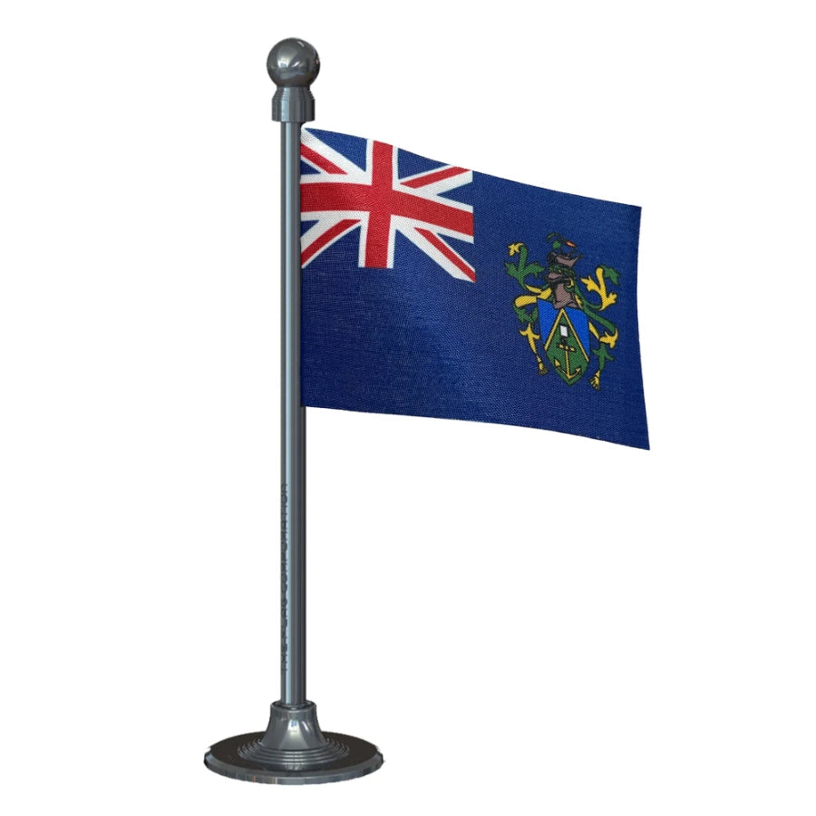 Pitcairn Car Dashboard Flag of 2in x 3in With A Steel or Plastic Base