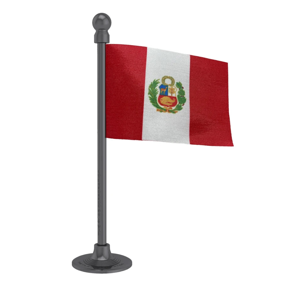 Peru Car Dashboard Flag of 2in x 3in With A Steel or Plastic Base