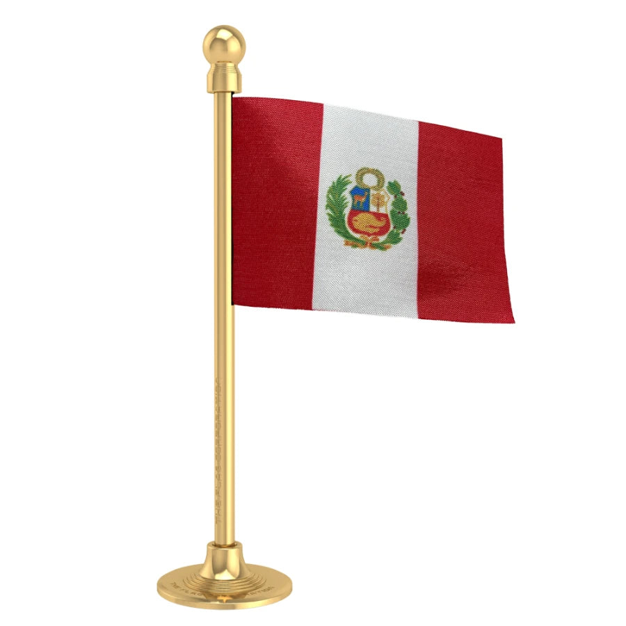 Peru Car Dashboard Flag of 2in x 3in With A Steel or Plastic Base