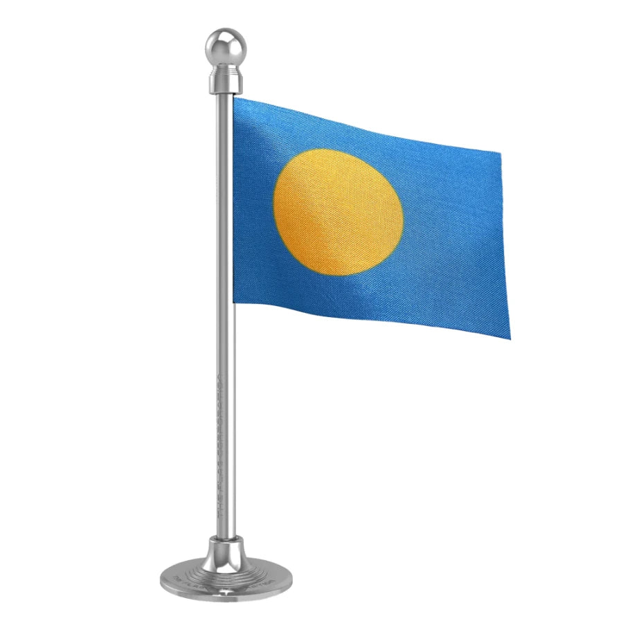 Palau Car Dashboard Flag of 2in x 3in With A Steel or Plastic Base