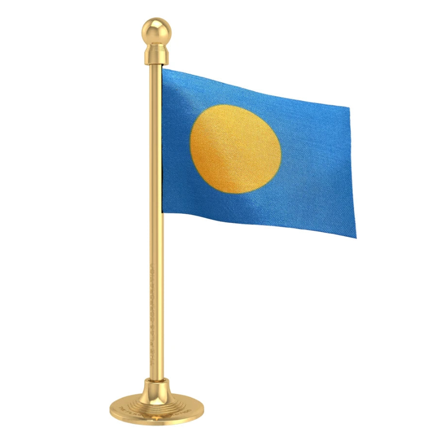 Palau Car Dashboard Flag of 2in x 3in With A Steel or Plastic Base
