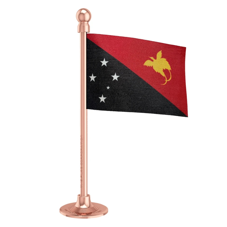 Papua New Guinea Car Dashboard Flag of 2in x 3in With A Steel or Plastic Base