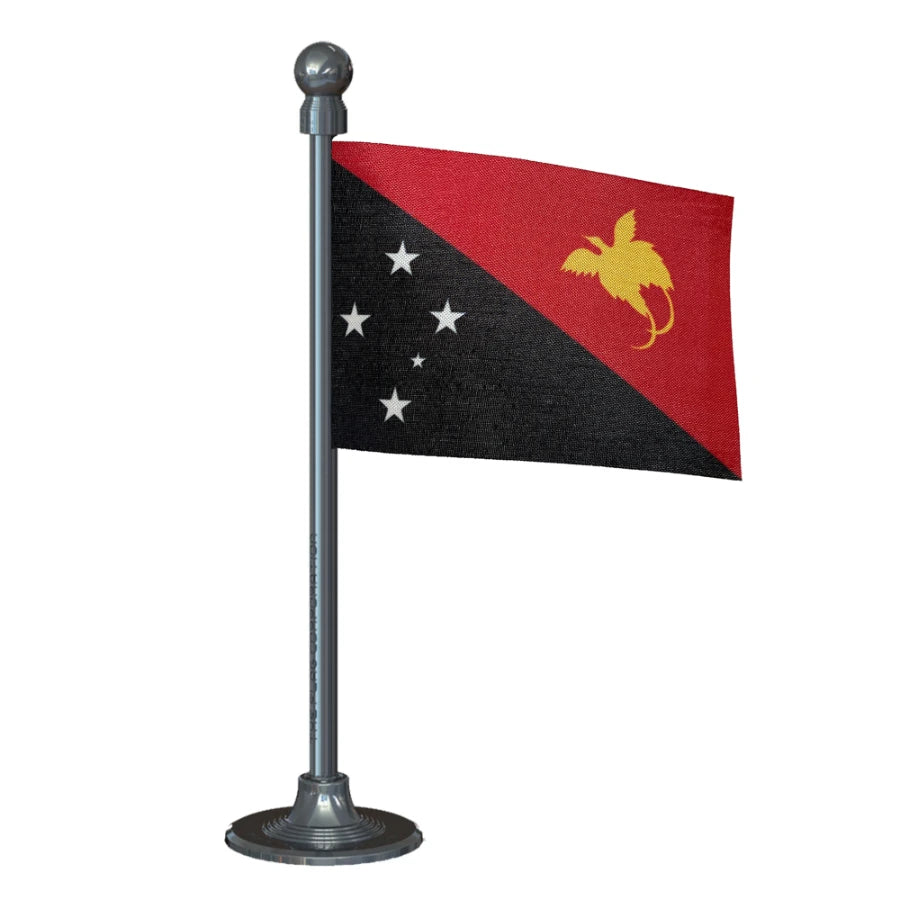 Papua New Guinea Car Dashboard Flag of 2in x 3in With A Steel or Plastic Base