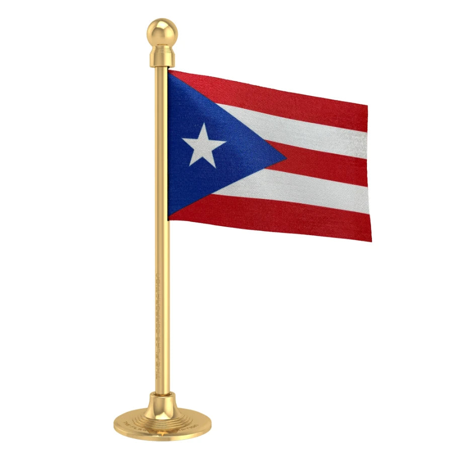 Puerto Rico Car Dashboard Flag of 2in x 3in With A Steel or Plastic Base