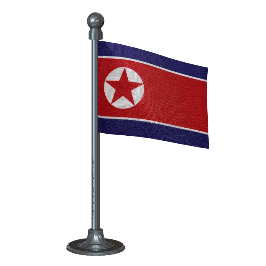 North Korea Car Dashboard Flag of 2in x 3in With A Steel or Plastic Base