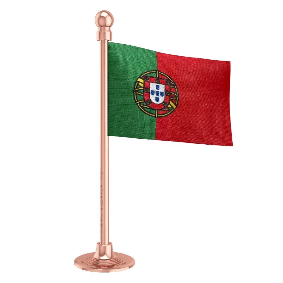 Portugal Car Dashboard Flag of 2in x 3in With A Steel or Plastic Base