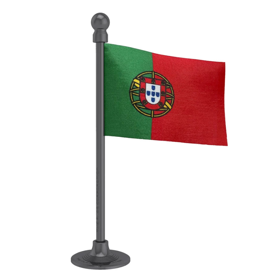 Portugal Car Dashboard Flag of 2in x 3in With A Steel or Plastic Base