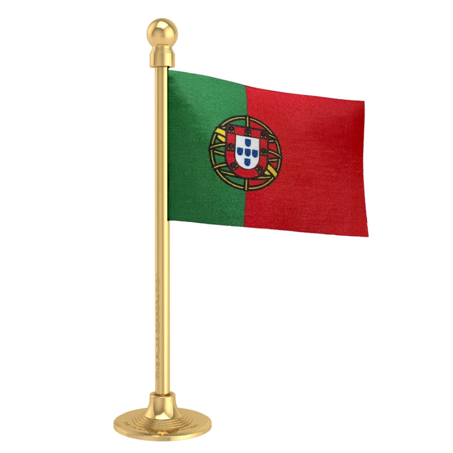 Portugal Car Dashboard Flag of 2in x 3in With A Steel or Plastic Base
