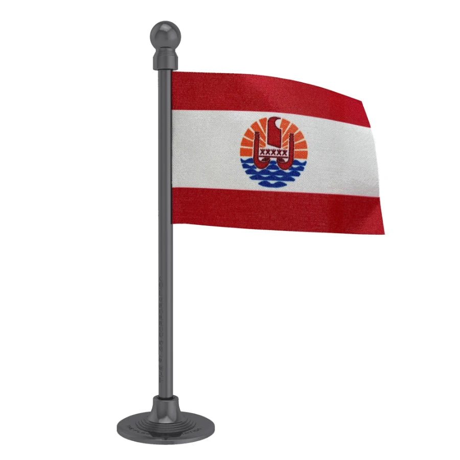 French Polynesia Car Dashboard Flag of 2in x 3in With A Steel or Plastic Base