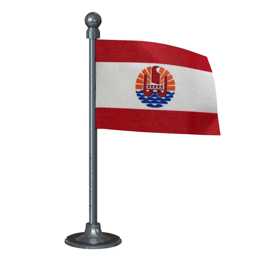 French Polynesia Car Dashboard Flag of 2in x 3in With A Steel or Plastic Base