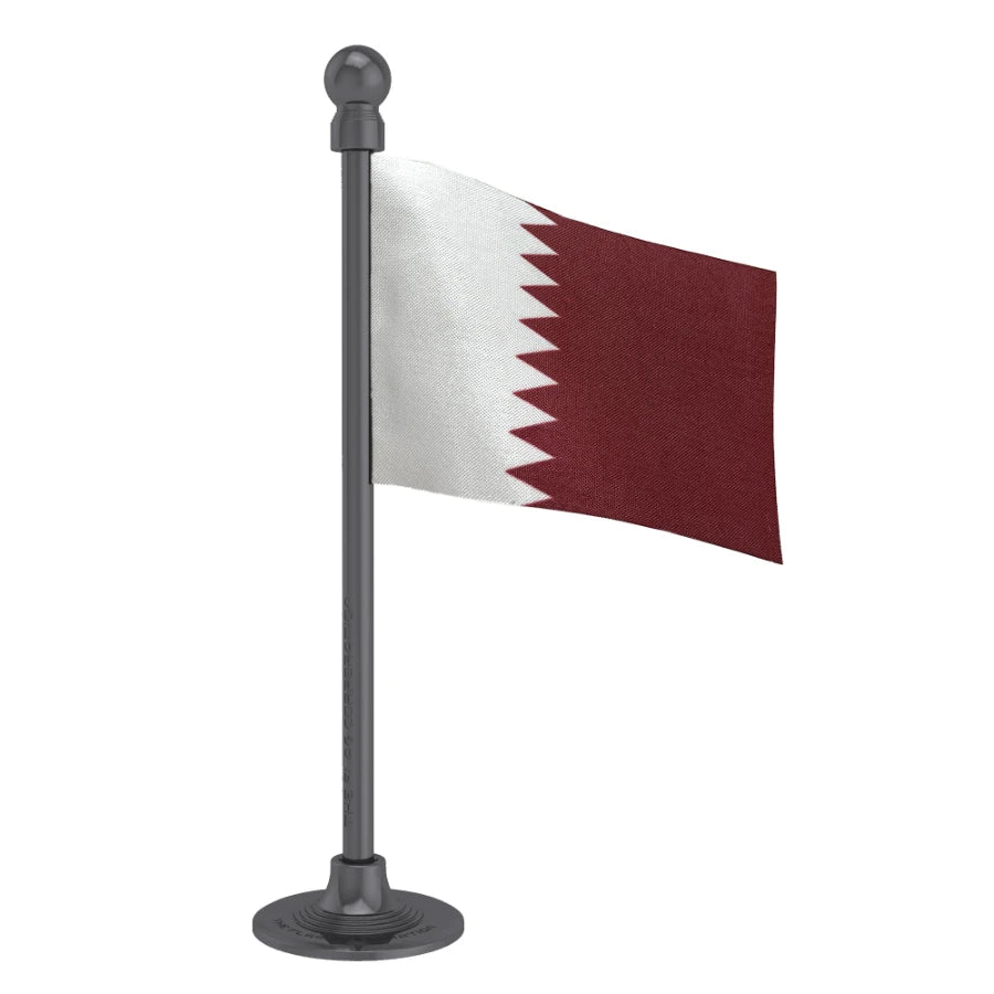 Qatar Car Dashboard Flag of 2in x 3in With A Steel or Plastic Base