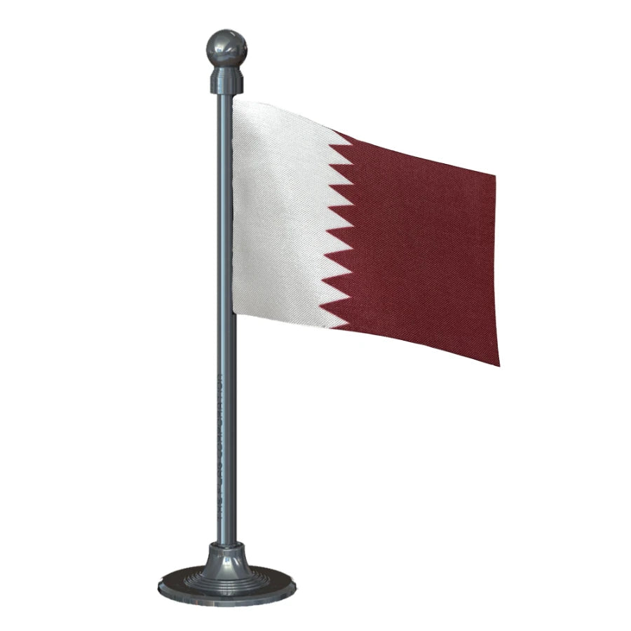 Qatar Car Dashboard Flag of 2in x 3in With A Steel or Plastic Base