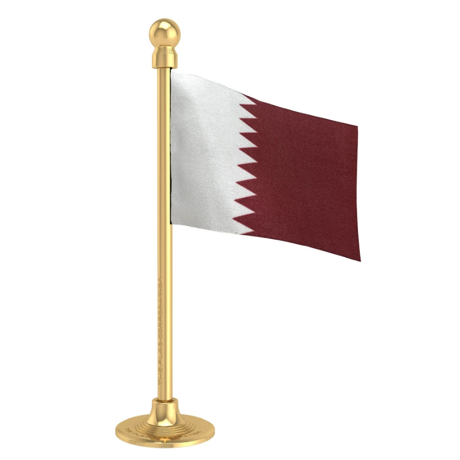 Qatar Car Dashboard Flag of 2in x 3in With A Steel or Plastic Base