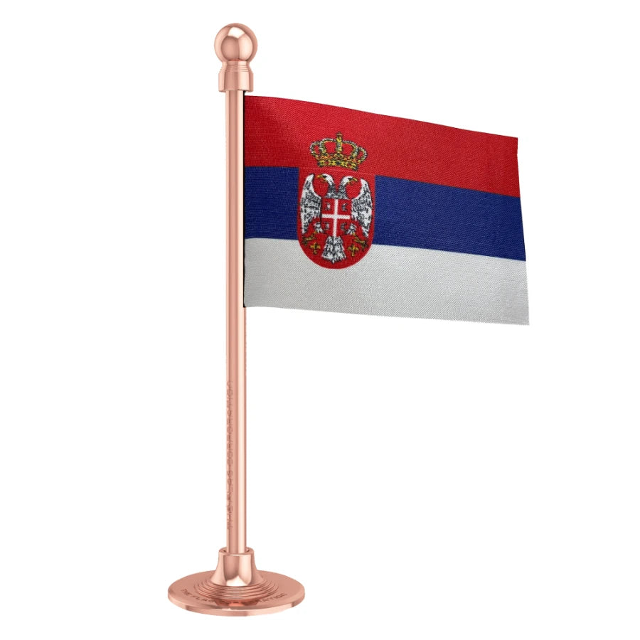 Serbia Car Dashboard Flag of 2in x 3in With A Steel or Plastic Base