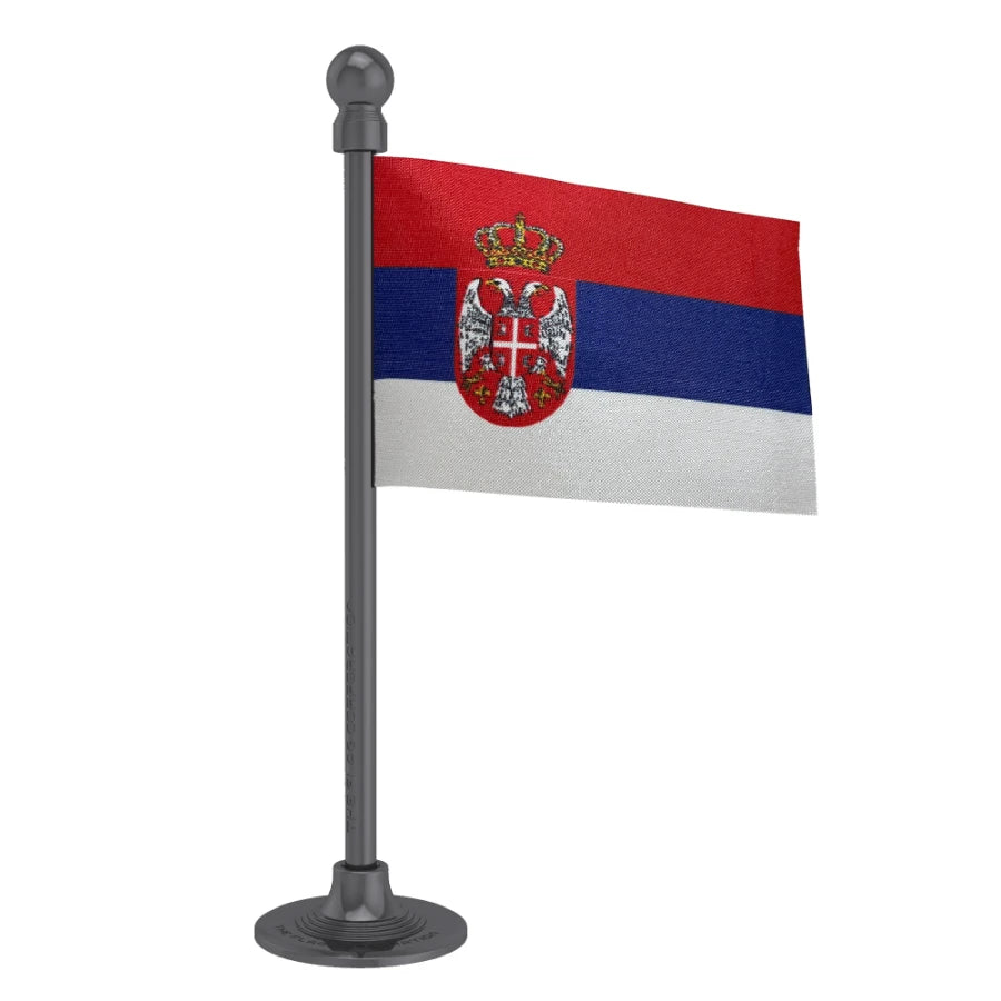 Serbia Car Dashboard Flag of 2in x 3in With A Steel or Plastic Base