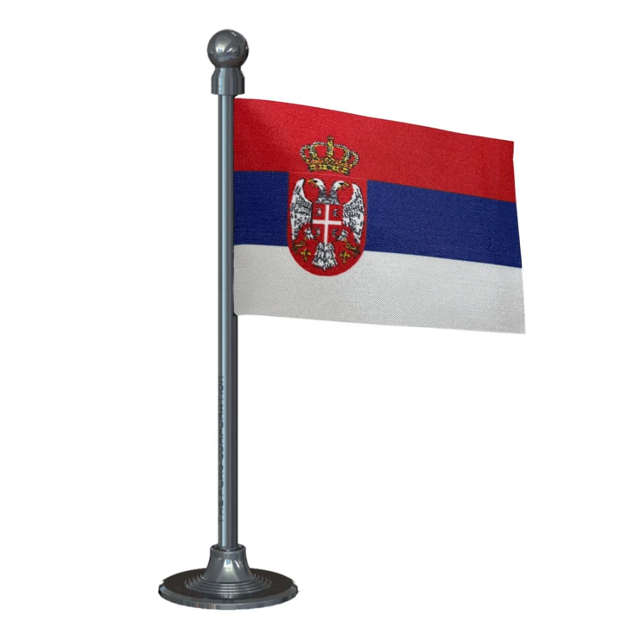 Serbia Car Dashboard Flag of 2in x 3in With A Steel or Plastic Base