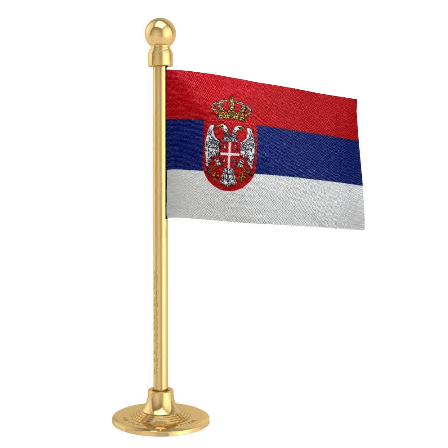 Serbia Car Dashboard Flag of 2in x 3in With A Steel or Plastic Base