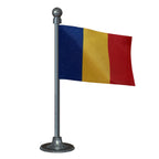 Romania Car Dashboard Flag of 2in x 3in With A Steel or Plastic Base