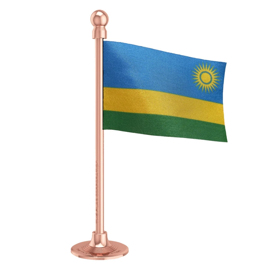 Rwanda Car Dashboard Flag of 2in x 3in With A Steel or Plastic Base