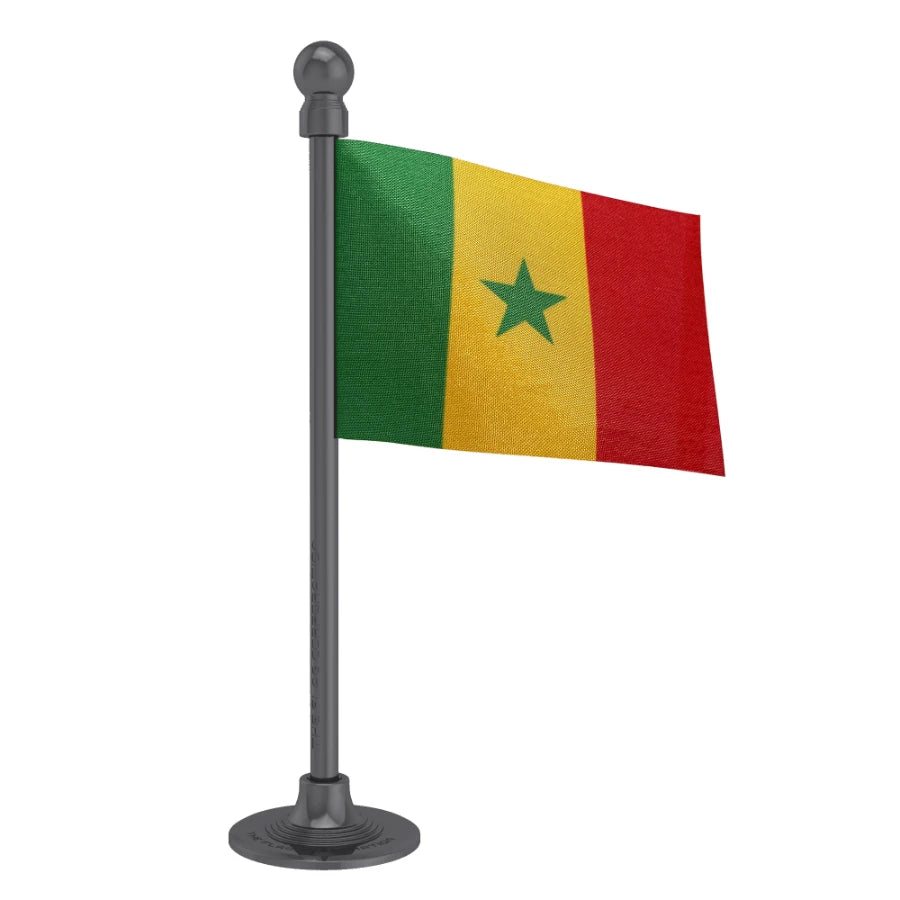 Senegal Car Dashboard Flag of 2in x 3in With A Steel or Plastic Base