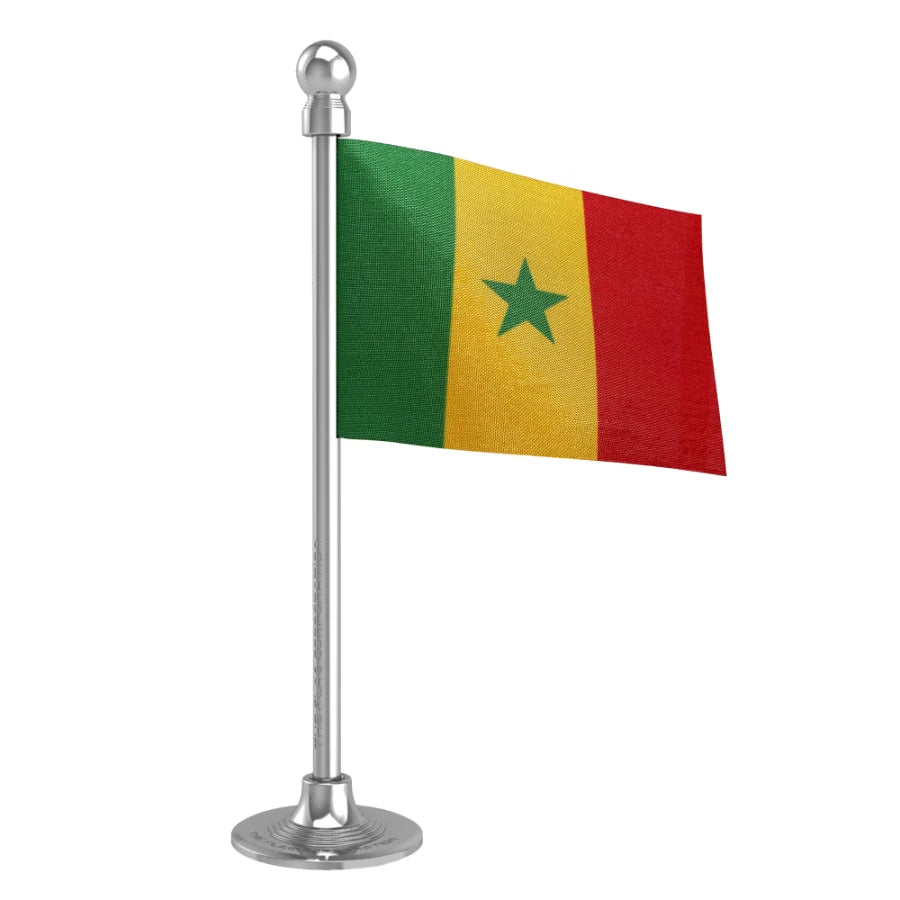 Senegal Car Dashboard Flag of 2in x 3in With A Steel or Plastic Base