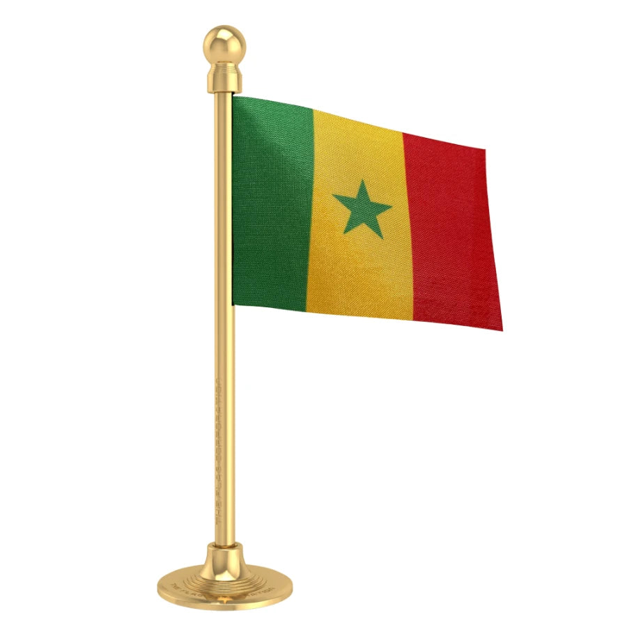 Senegal Car Dashboard Flag of 2in x 3in With A Steel or Plastic Base