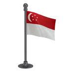 Singapore Car Dashboard Flag of 2in x 3in With A Steel or Plastic Base
