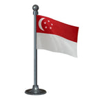 Singapore Car Dashboard Flag of 2in x 3in With A Steel or Plastic Base