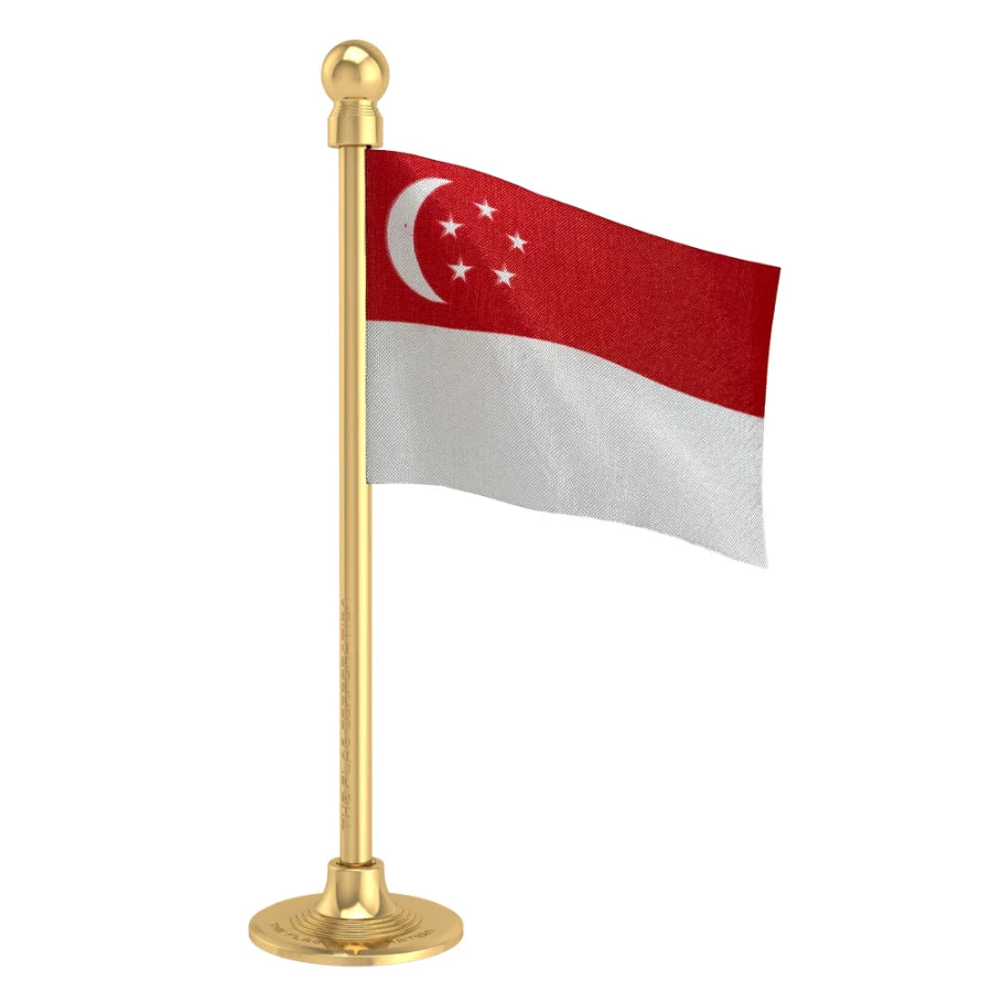 Singapore Car Dashboard Flag of 2in x 3in With A Steel or Plastic Base