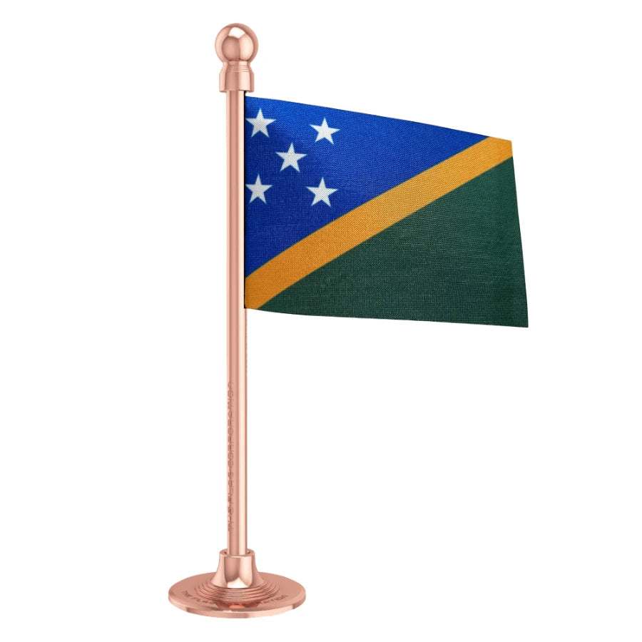 Solomon Islands Car Dashboard Flag of 2in x 3in With A Steel or Plastic Base