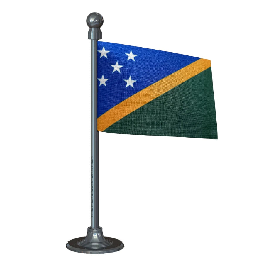 Solomon Islands Car Dashboard Flag of 2in x 3in With A Steel or Plastic Base