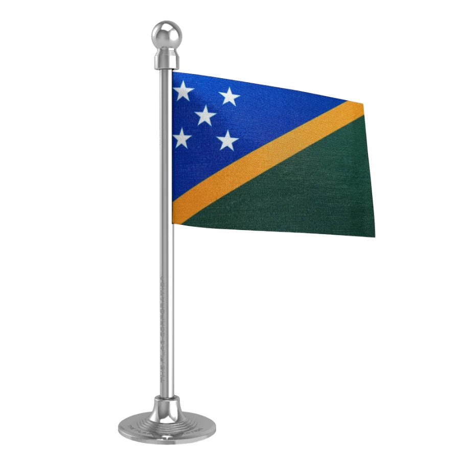 Solomon Islands Car Dashboard Flag of 2in x 3in With A Steel or Plastic Base
