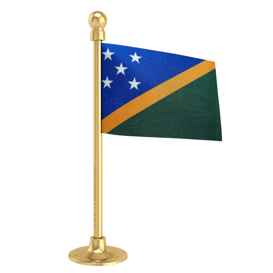 Solomon Islands Car Dashboard Flag of 2in x 3in With A Steel or Plastic Base