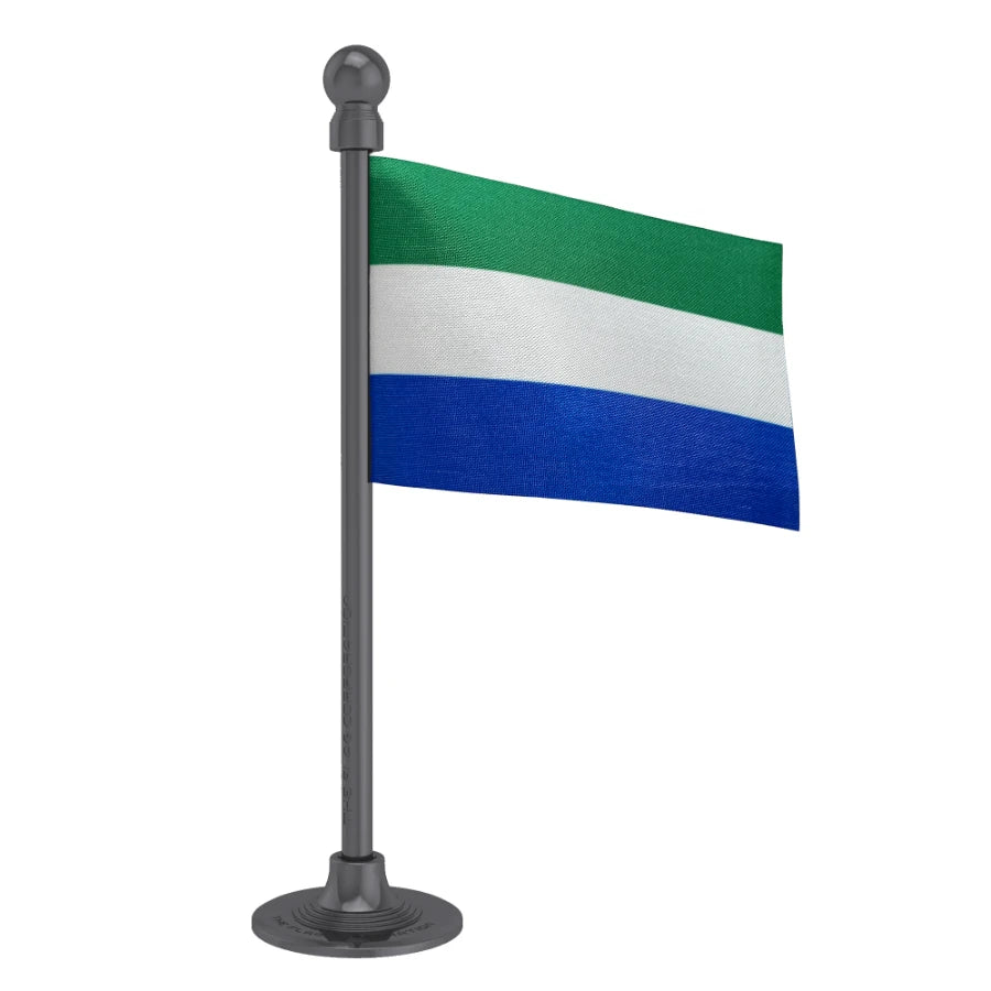 Sierra Leone Car Dashboard Flag of 2in x 3in With A Steel or Plastic Base