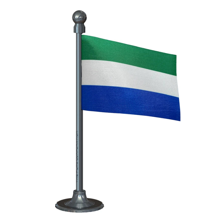 Sierra Leone Car Dashboard Flag of 2in x 3in With A Steel or Plastic Base