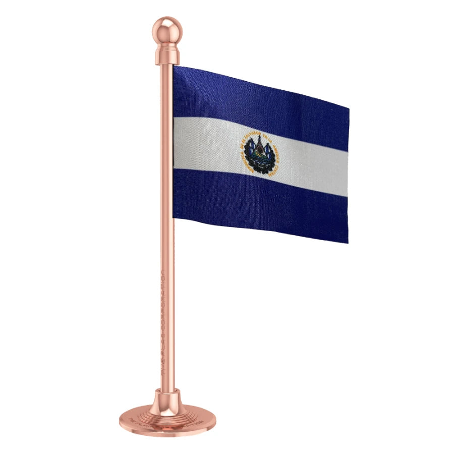 El Salvador Car Dashboard Flag of 2in x 3in With A Steel or Plastic Base