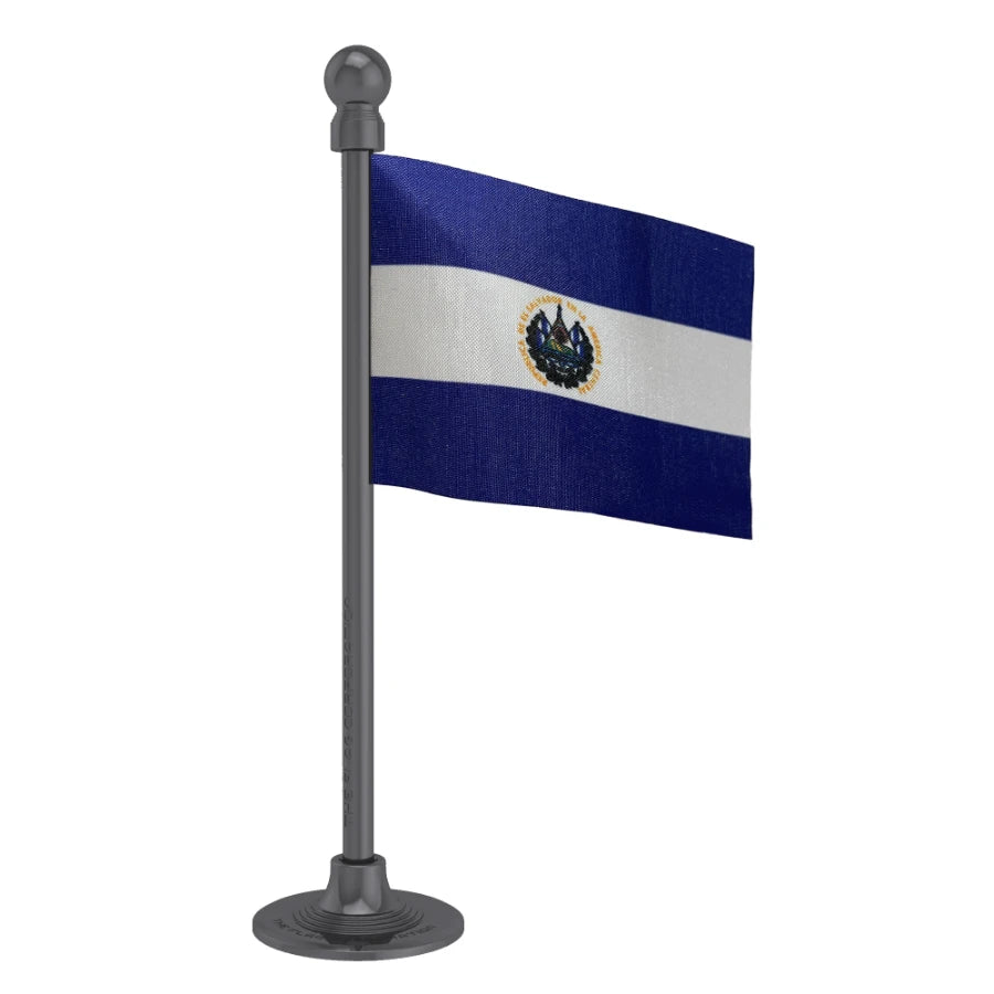 El Salvador Car Dashboard Flag of 2in x 3in With A Steel or Plastic Base
