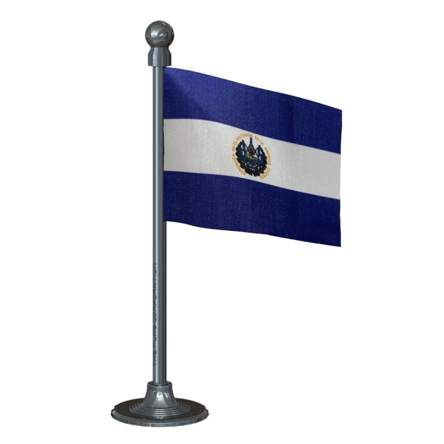 El Salvador Car Dashboard Flag of 2in x 3in With A Steel or Plastic Base