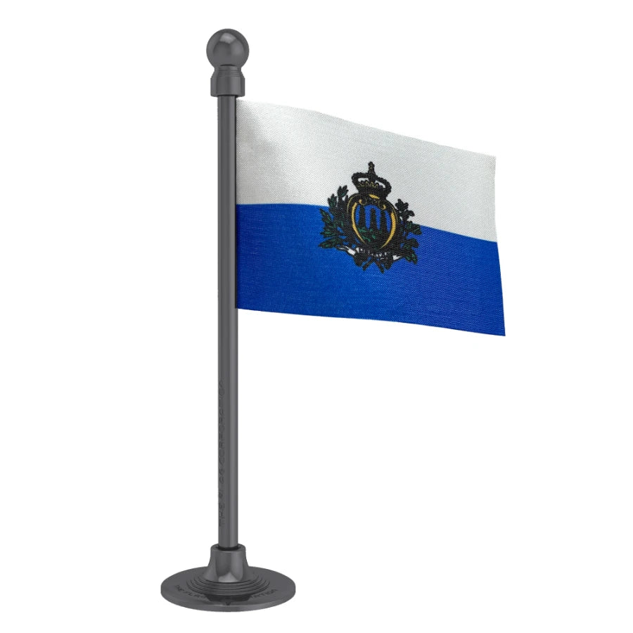 San Marino Car Dashboard Flag of 2in x 3in With A Steel or Plastic Base
