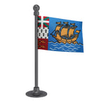 Saint Pierre & Miquelon Car Dashboard Flag of 2in x 3in With A Steel or Plastic Base