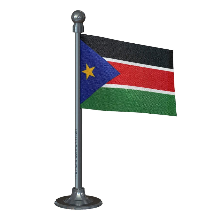 South Sudan Car Dashboard Flag of 2in x 3in With A Steel or Plastic Base