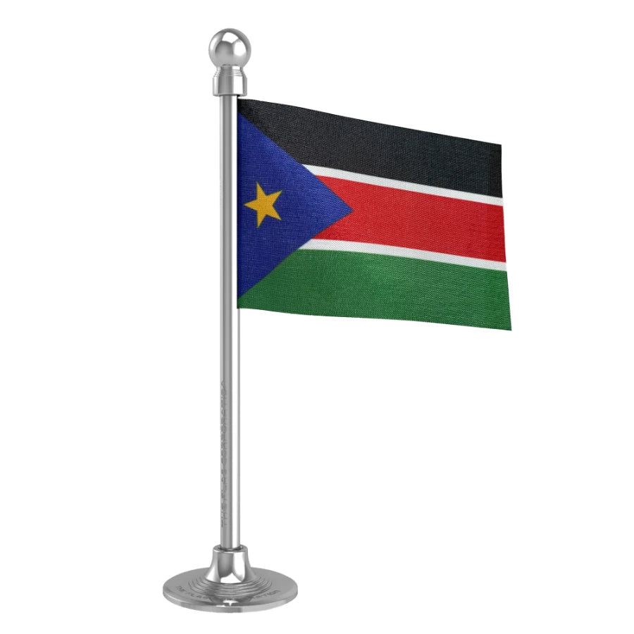 South Sudan Car Dashboard Flag of 2in x 3in With A Steel or Plastic Base