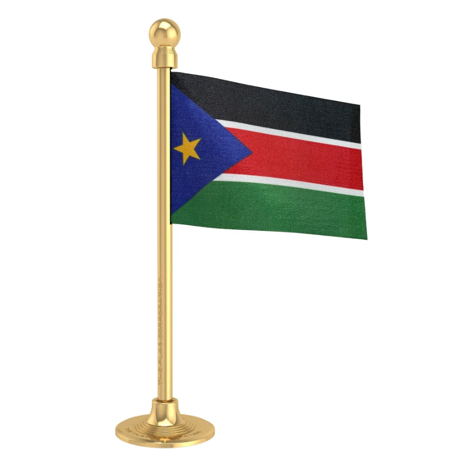 South Sudan Car Dashboard Flag of 2in x 3in With A Steel or Plastic Base