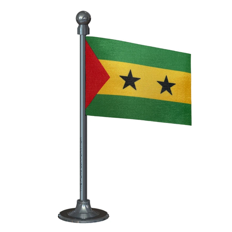 Sao Tome & Principe Car Dashboard Flag of 2in x 3in With A Steel or Plastic Base